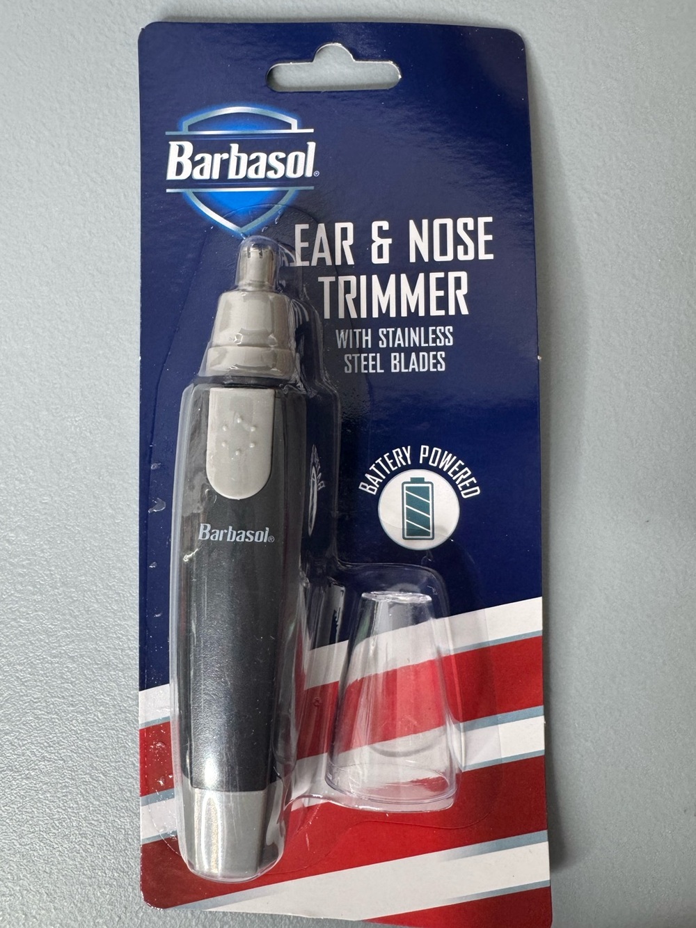 Barbasol Ear & Nose Trimmer in Black and Silver stainless steel blades battery